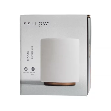 White porcelain Fellow Monty Cortado lungo cup with a capacity of 130 ml, ideal for lovers of strong coffee drinks.
