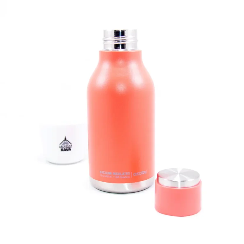 Thermobecher Asobu Urban Water Bottle mit einem Volumen von 460 ml in Orange, ideal für Reisen.