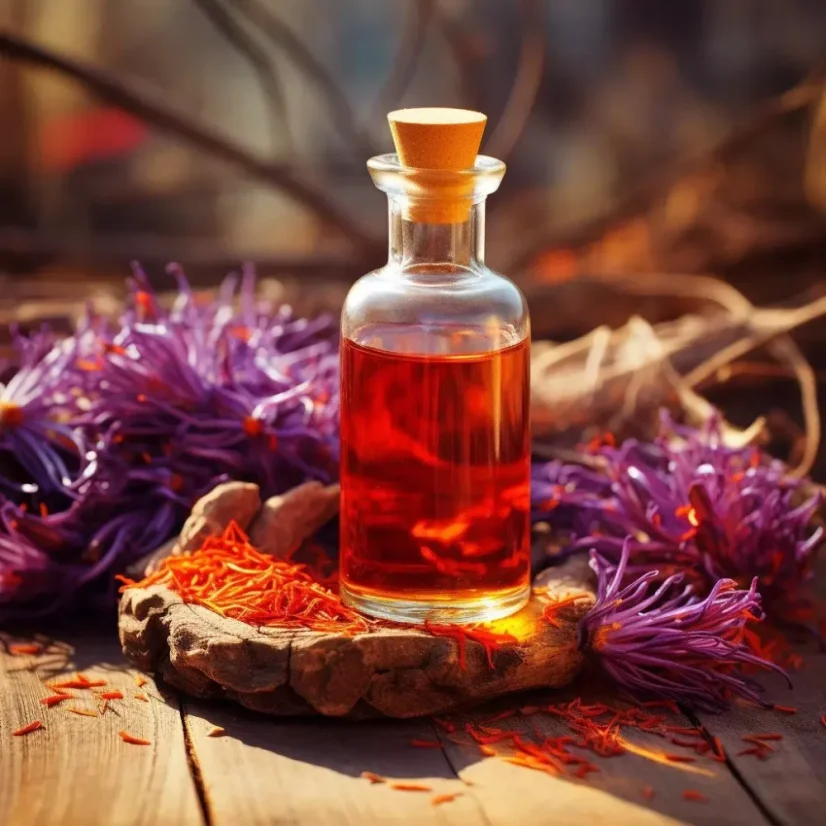 Huile essentielle Pěstík, safran, 100 % naturelle, dans un flacon de 10 ml.