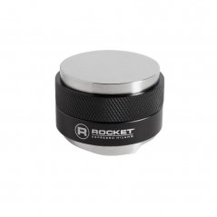 Rocket Espresso distributor and tamper for espresso preparation.