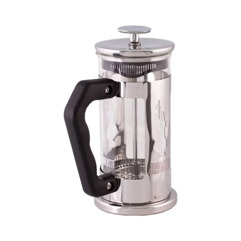 Blick auf die Rückseite des Bialetti French Press Preziosa mit einem Volumen von 350 ml.