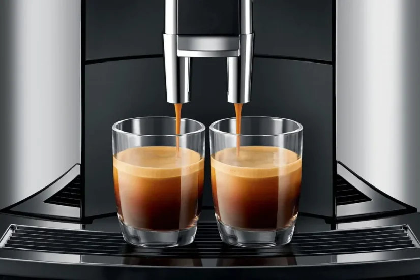 Con la máquina de café WE8 Chrome, puedes preparar dos tazas a la vez.