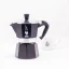 Bialetti Moka Express coffee maker in black, ideal for heating on gas, with a capacity for 3 cups.