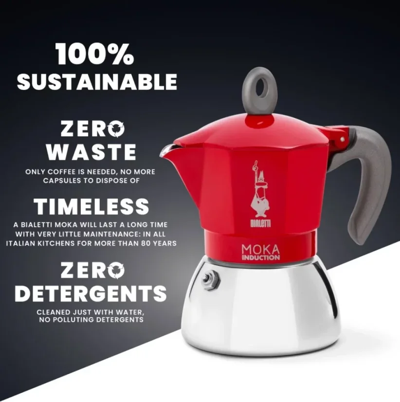 Bialetti Moka Induction 6 šálků červená