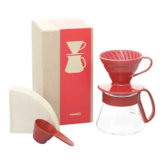 Hario Set V60-01 Pour Over Kit aus roter Keramik
