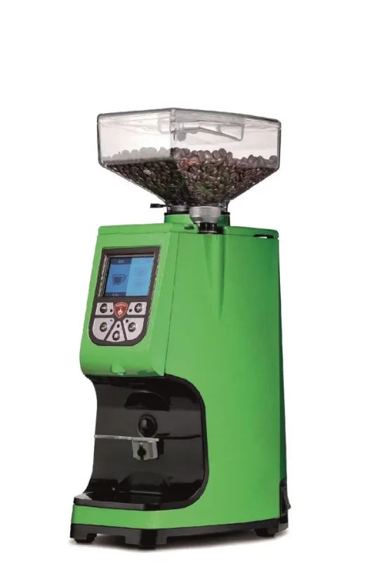 Eureka Atom 60 Kawasaki green electric coffee grinder.