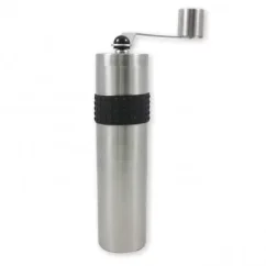 Manual stainless steel coffee grinder.