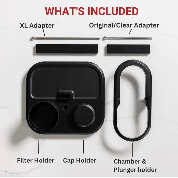 Contenu du packaging de l'Organisateur AeroPress.