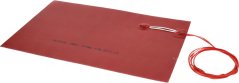 Rout Silikon-Heizfolie a rechteckeger Form mat Speisekabel a Steckverbinder