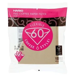 Filtres à café en papier non blanchis Hario V60-02 (100 pièces)