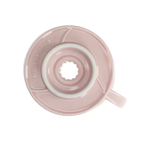 Ceramic pink coffee dripper, bottom view