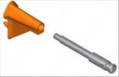 3D-Modell vun engem orangene, dräieckege Messerhalter an enger separater grouer Wall 3D-Modell vun engem orangene, dräieckege Messerhalter an enger separater grouer Wall