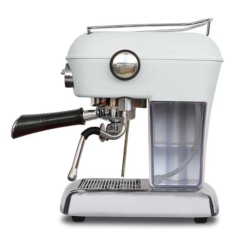 Side view of an Ascaso Dream ONE Cloud espresso machine in white.