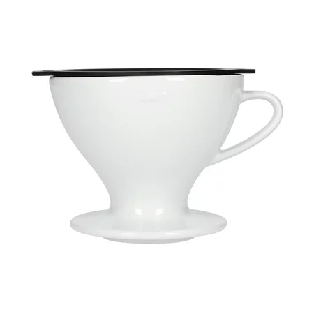 White ceramic Hario W60-02 coffee dripper for pour-over brewing.