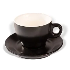 Tazza con piattino ClubHouse Giacinto, 300 ml, nero opaco