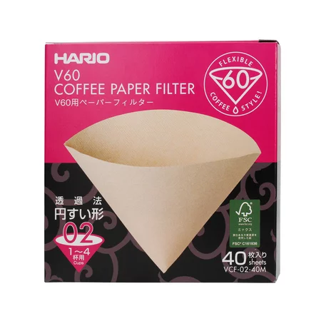 Hario V60-02 filtri di carta non sbiancata Misarashi VCF-02-40M 40 pz.