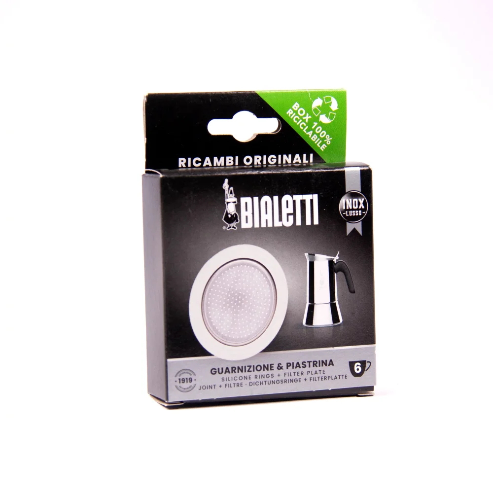 Bialetti Tätning För Mokapanna 6 Rostfritt Stål - 1 Tätning + 1 Sil